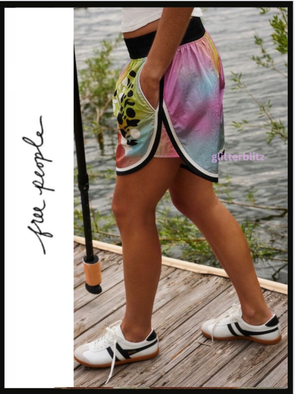 NEW Free People Shorts The Long Shot Printed - Buti Logo